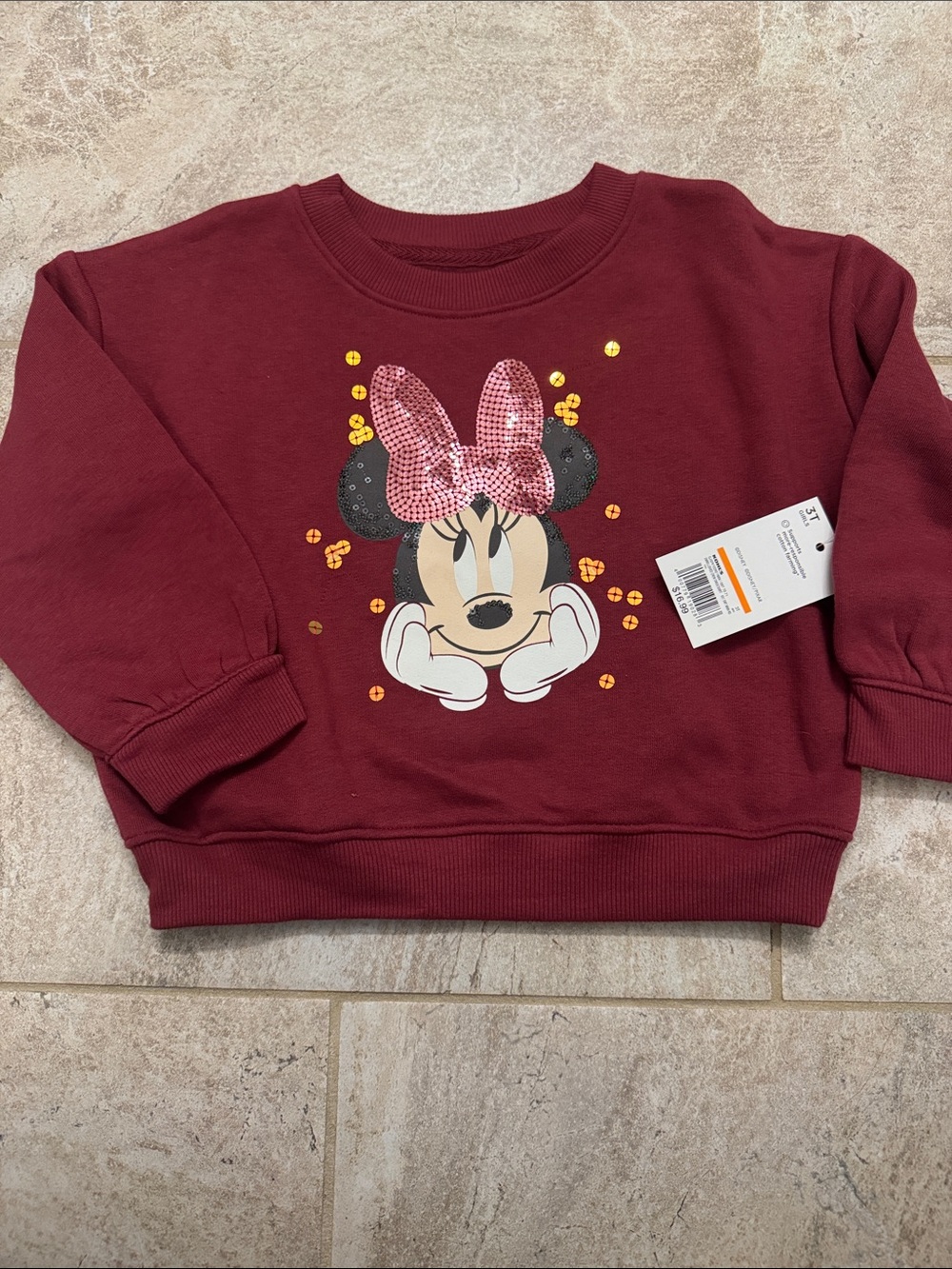 jumping beans Maroon Sweatshirt with Sequin Bow Graphic